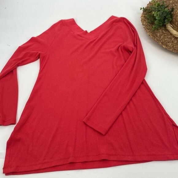 Soft Surroundings Double V Timely Tee Tunic Top Pima Cotton Ribbed Pullover Smal - Picture 6 of 11